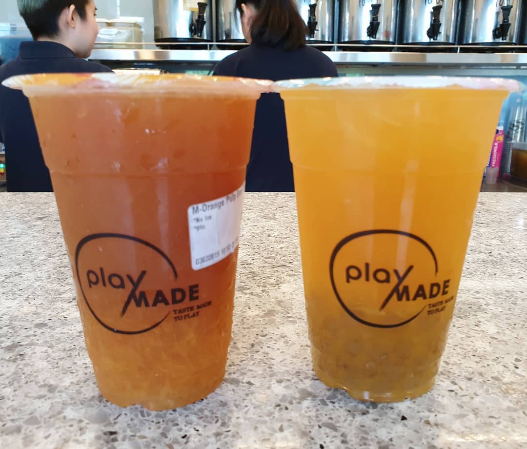 Seasonal flavours — Orange pulp earl grey tea ($4.60) & Orange pulp Taiwan green tea with chrysanthemum pearls ($5.10)!