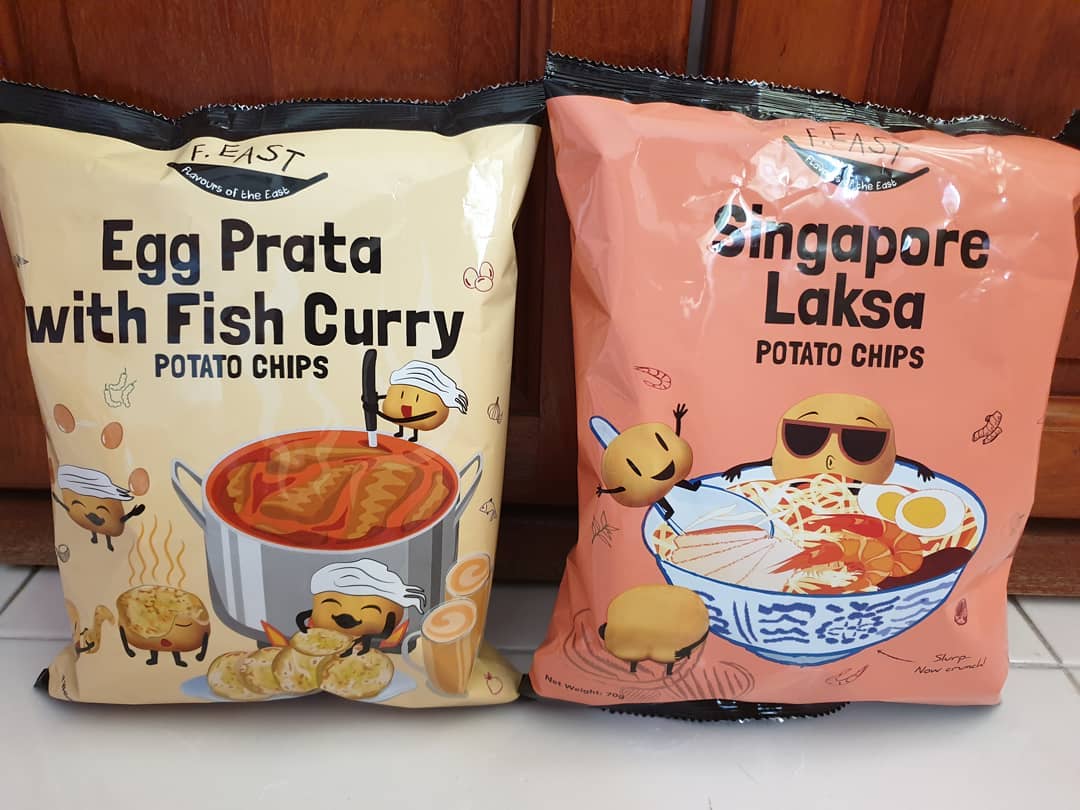 Egg prata with fish curry & Singapore laksa potato chips (2 for $5)!