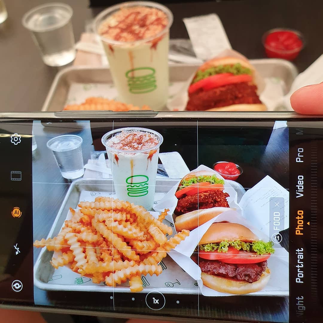 Fries ($4.50); Pandan shake ($7.80); Shack burger ($9.20); Shroom burger ($10.80)!