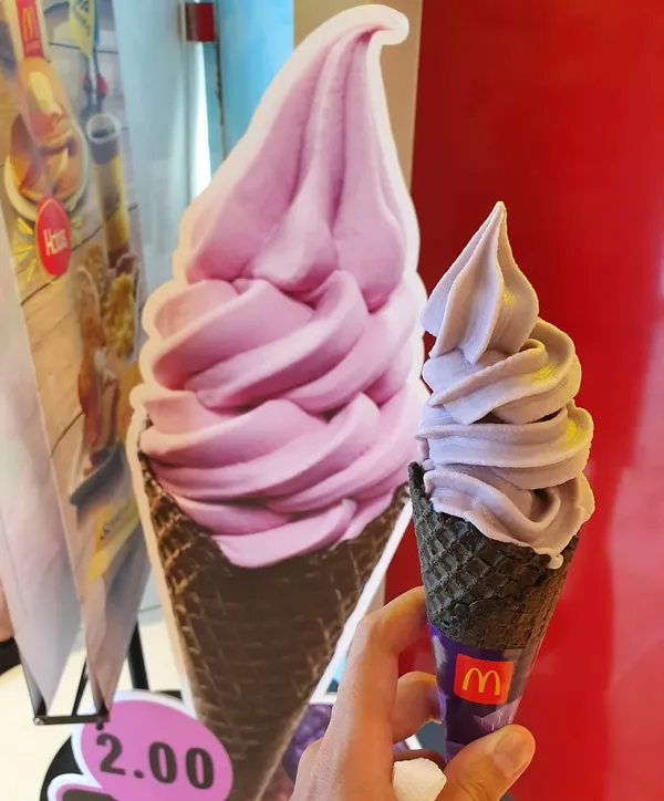 Purple sweet potato waffle cone ($2)!