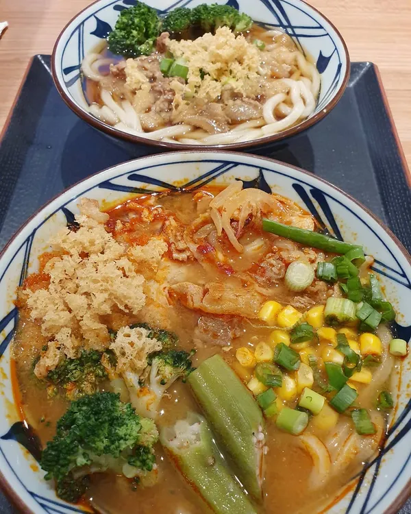 Pork udon in spicy miso soup ($11.90) & Beef udon in bonito broth ($11.90)!