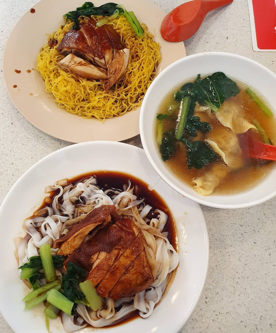 Soya chicken noodles/hor fun ($4.50 each) & Dumplings soup (6 pcs: $3)!