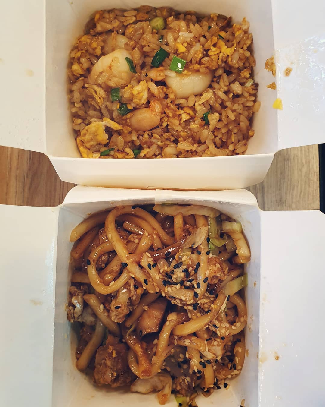 Wok Hey (chicken udon: $6.80 & Shanghai fried rice with prawns: $7.30)!
