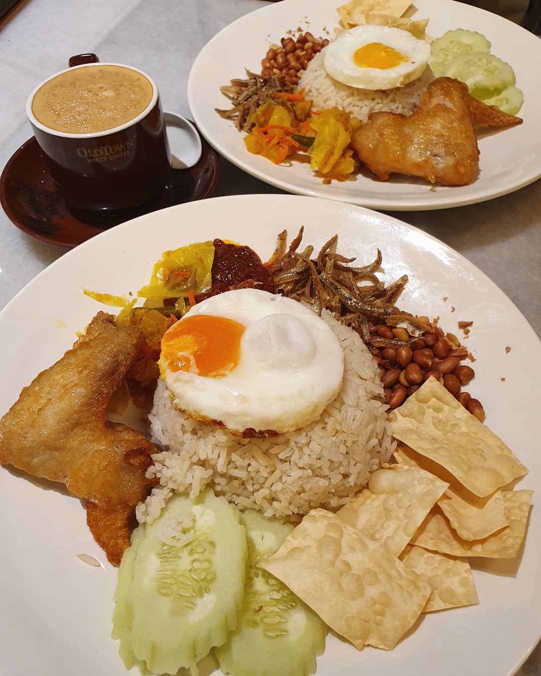 Nasi lemak (1 for 1: $9.30++) & White coffee ($2.60++)!