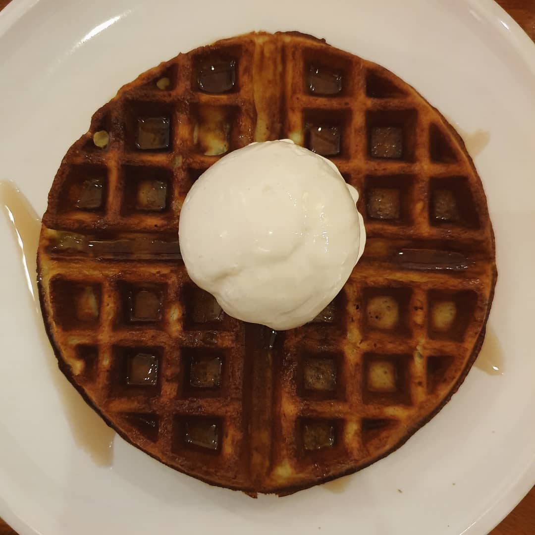 Waffle + white rabbit ice cream, tastes better than it looks ($9.50+)!