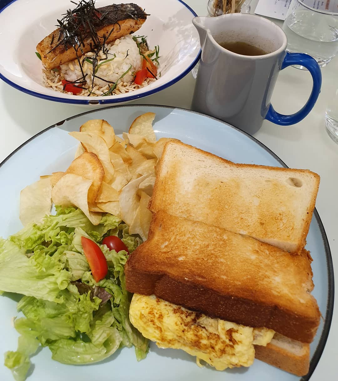 Tamago sando ($13+) & Salmon ochazuke ($16+) — Burpple Beyond: $16+!