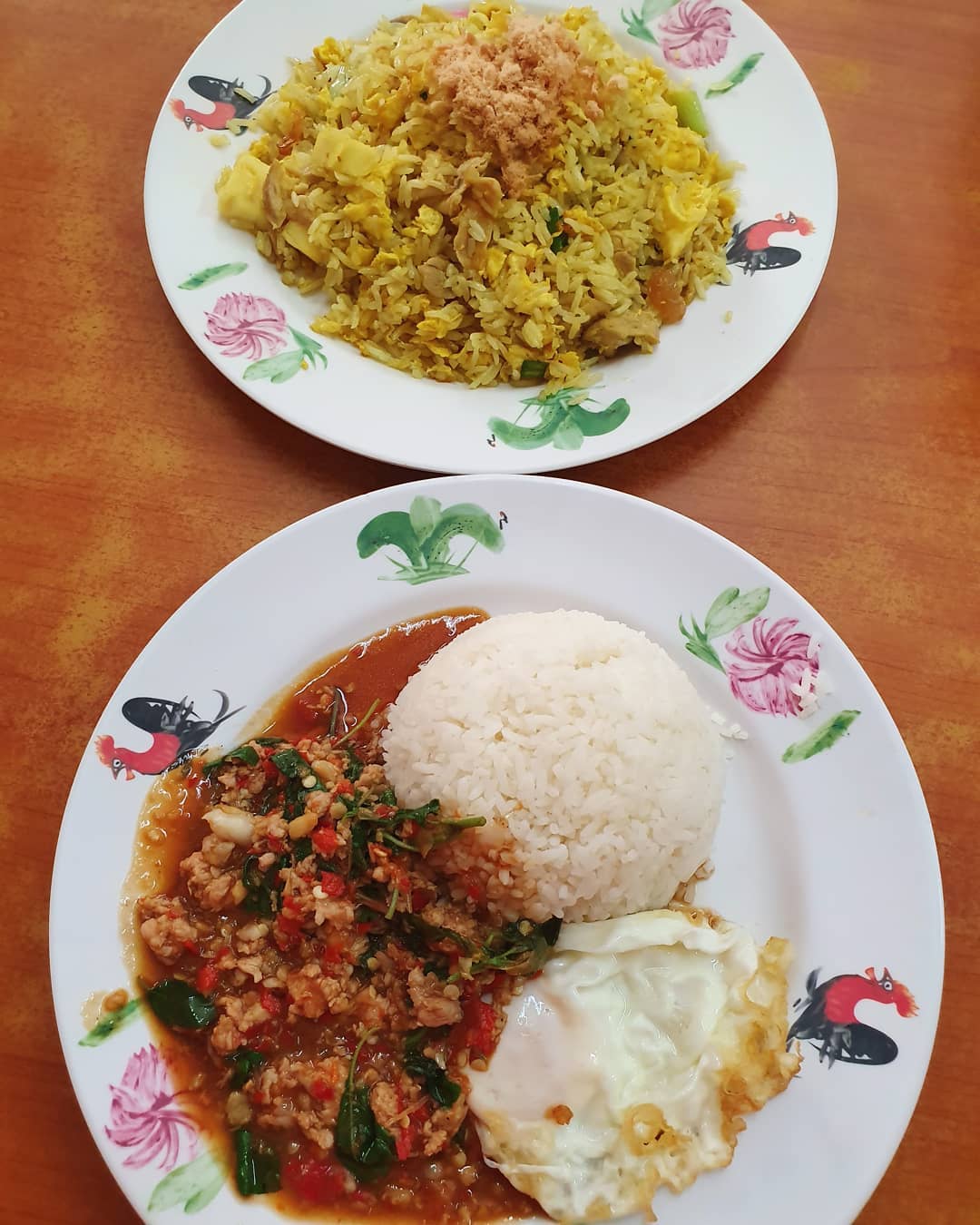 Pineapple fried rice ($6) & Basil minced pork rice ($6)!