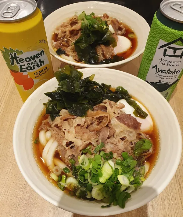 Sanuki beef egg udon + drink (Burpple Beyond: $13)!