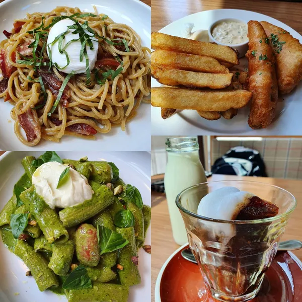 Bangkok cafe afternoon — Spaghetti, Fish & chips, Iced espresso latte!