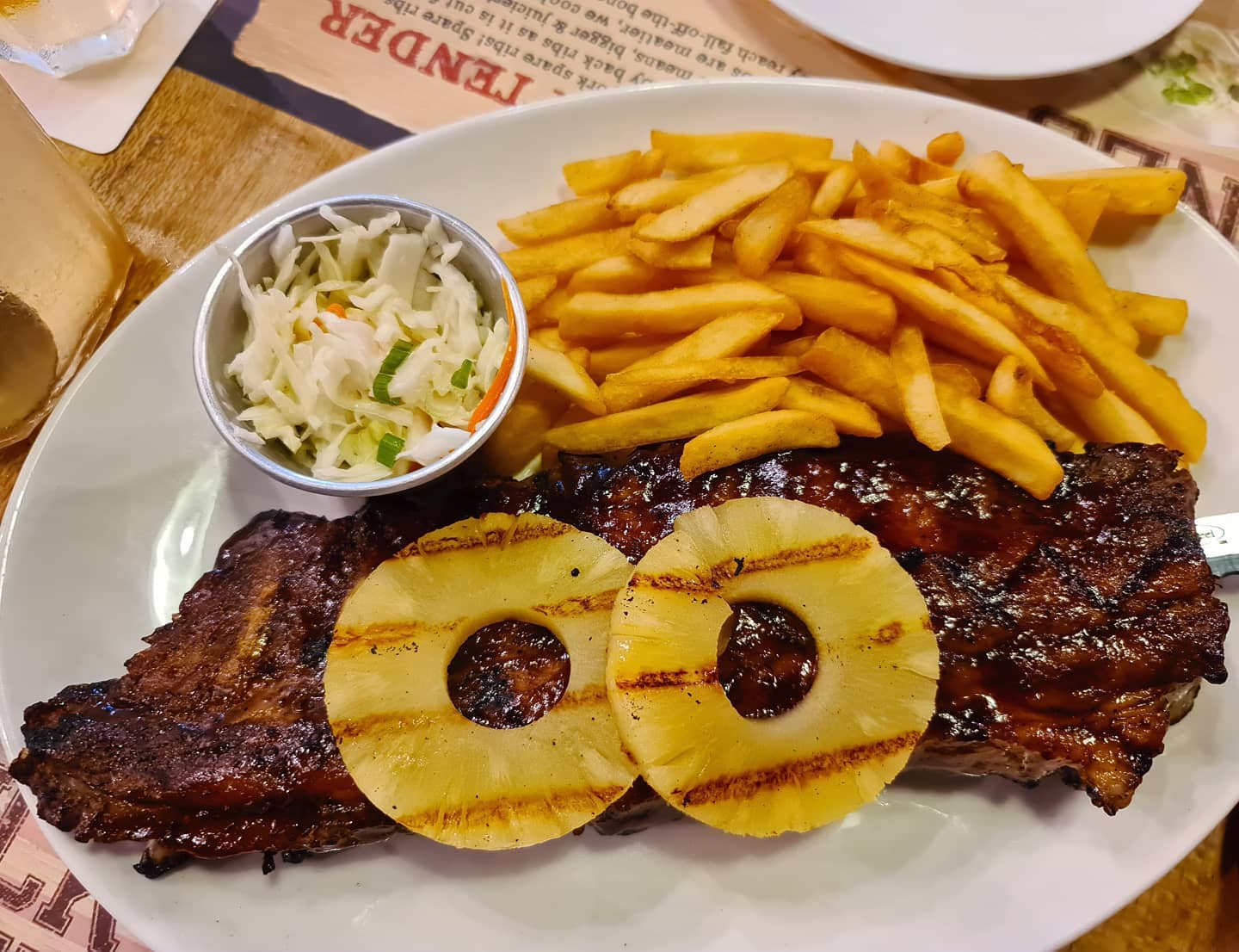 Honey rum baby back ribs (1-for-1 promo: $39.80++)!