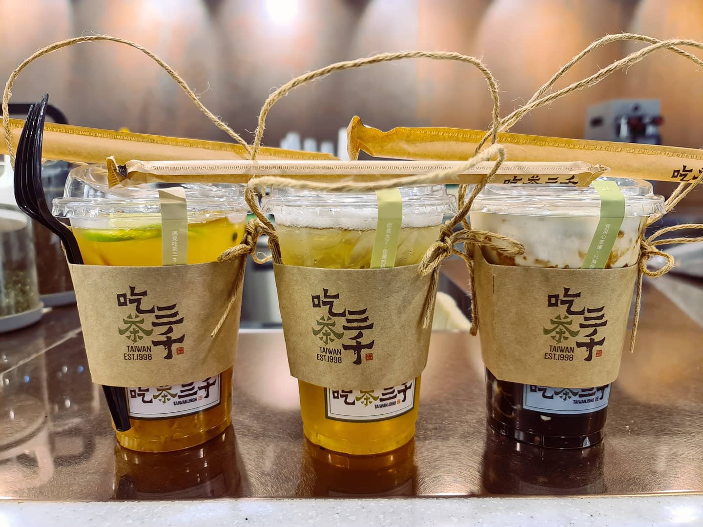 Fruit tea ($5); Honey osmanthus oolong tea ($4.20); Brown sugar milk pearls ($5)!