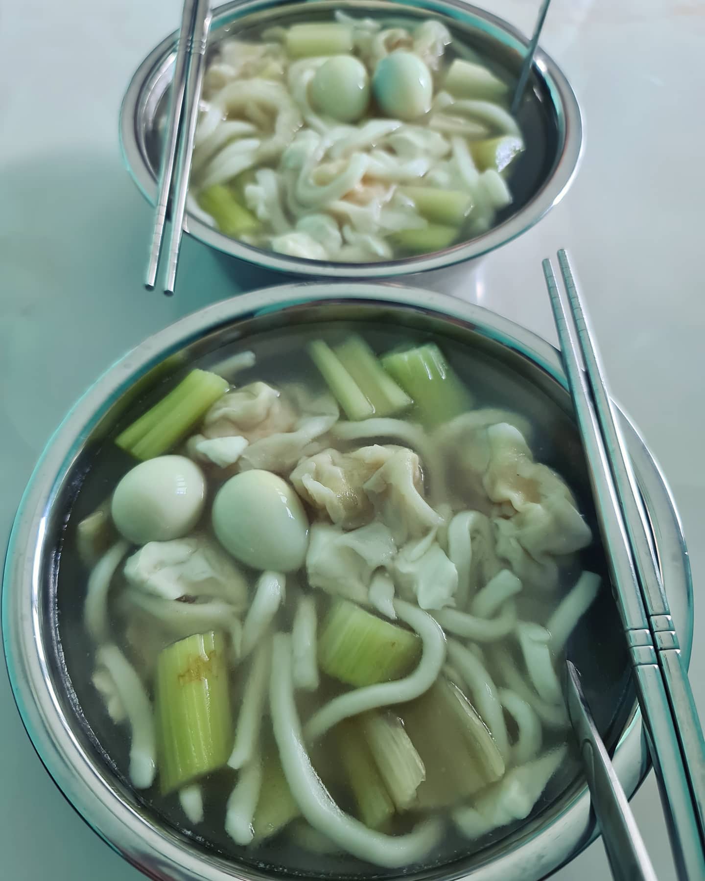 Cooked Sunday's brunch — CP wanton celery tofu udon soup!