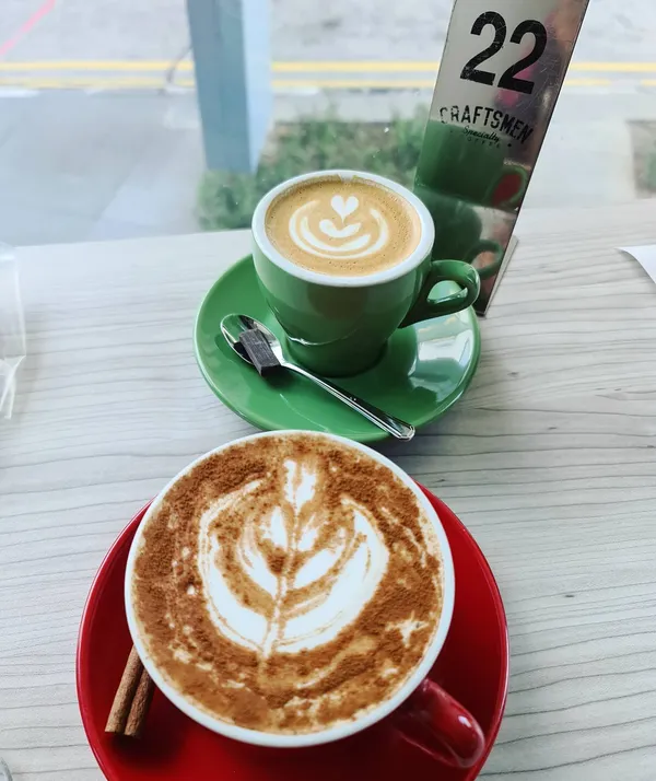 Flat white ($5) & Chai latte (large: $8)!