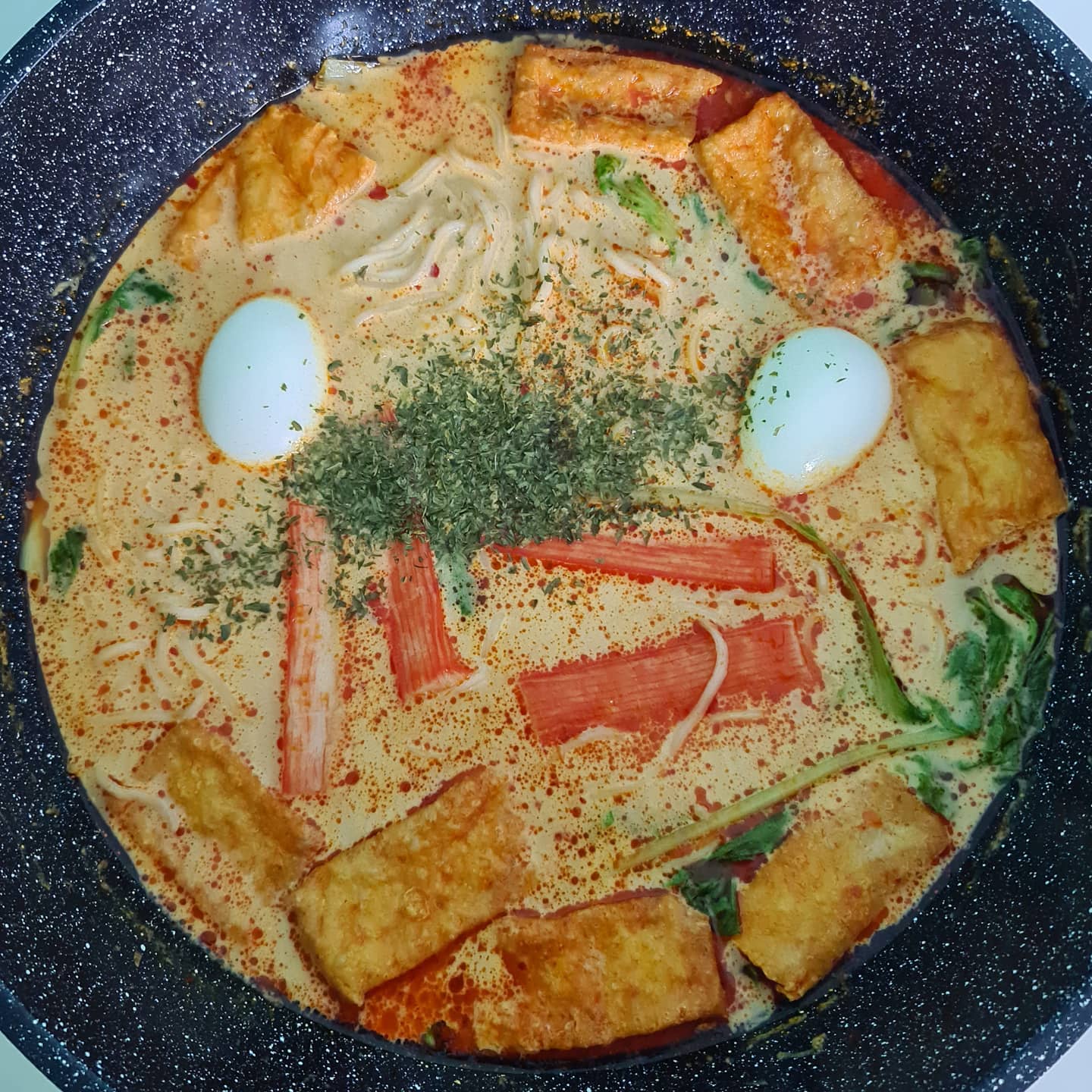 Ramen laksa for lunch on a rainy Friday!