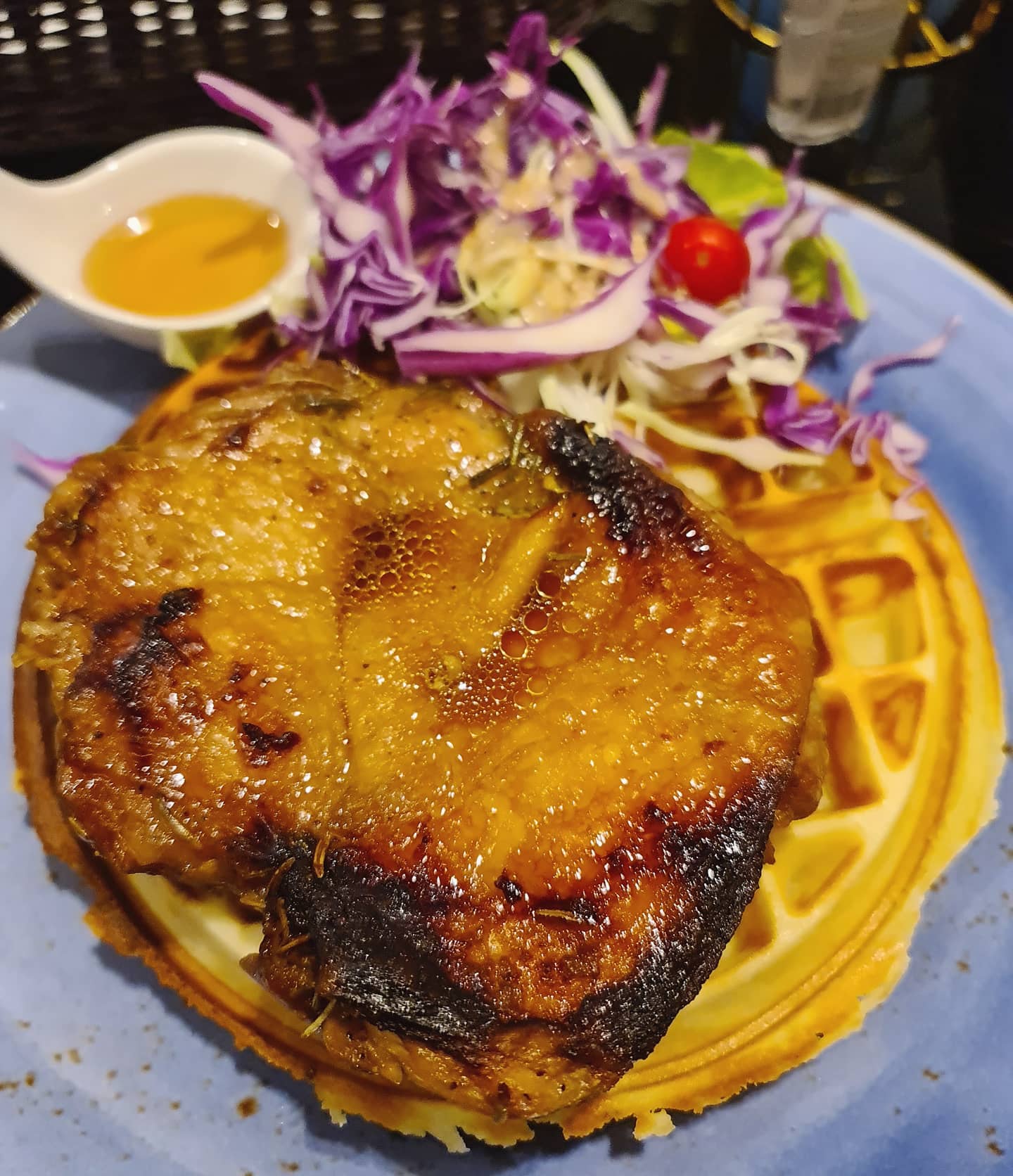 Chicken chop waffle at a Geylang café ($13.80)!