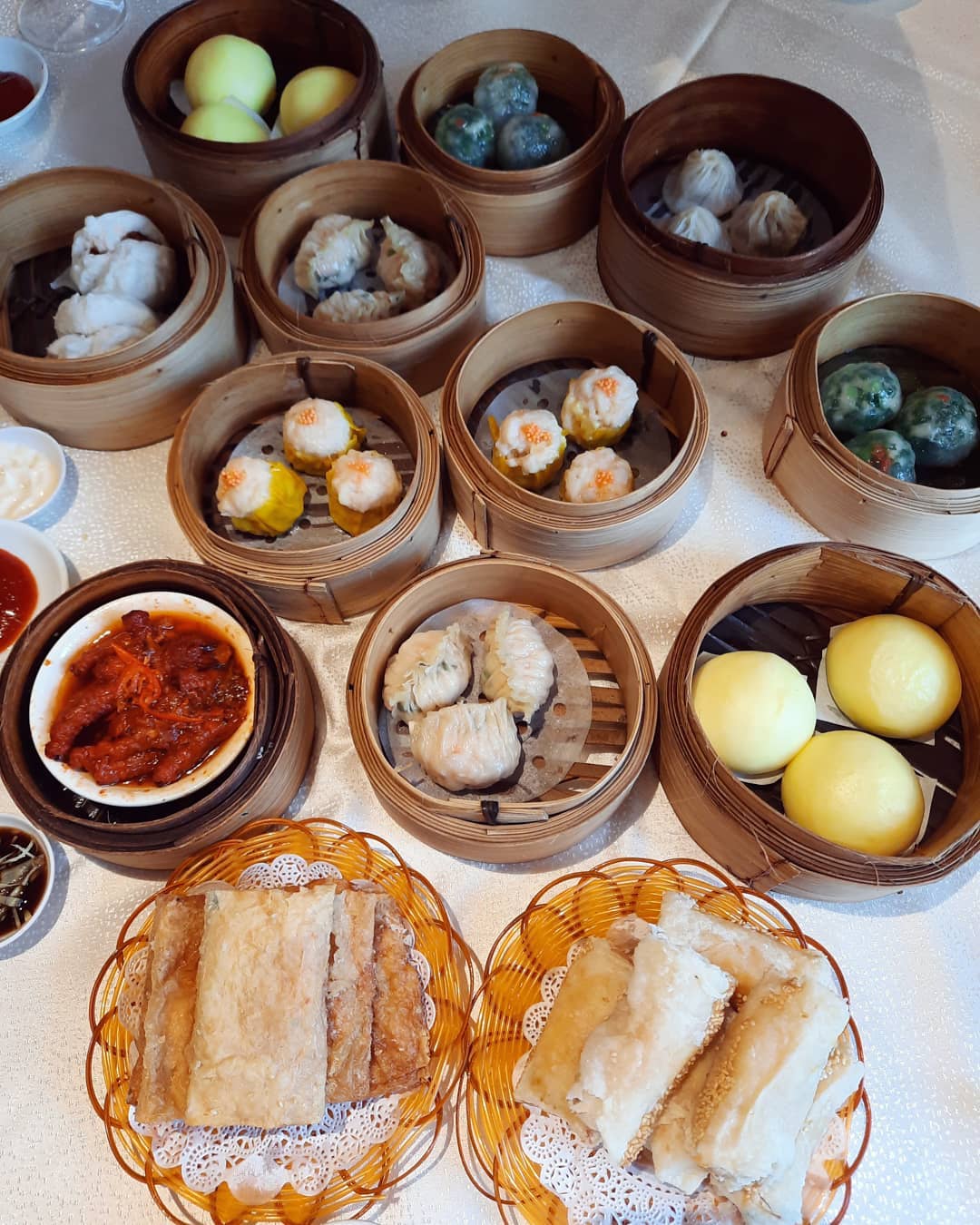 Sunday dim sum brunch — all the bamboo baskets!