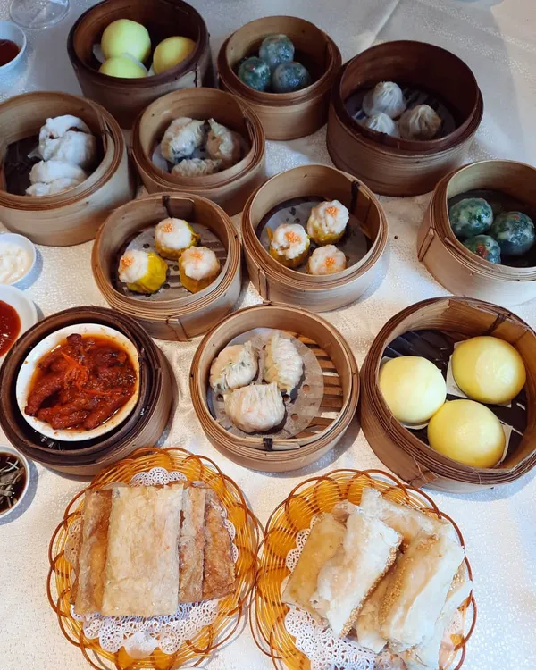 Sunday dim sum brunch — all the bamboo baskets!