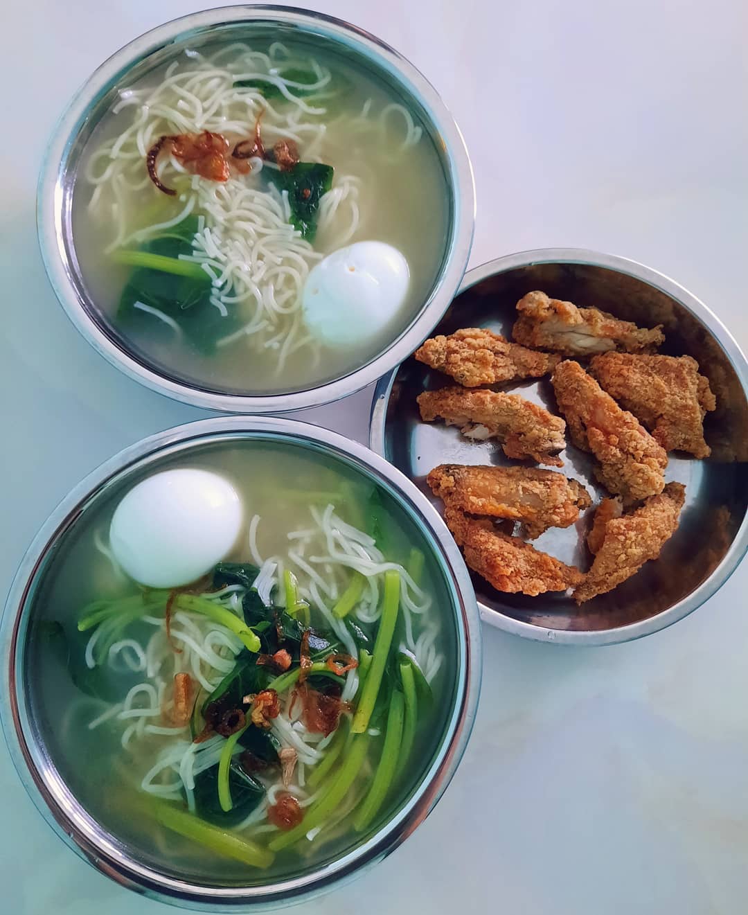 Rainy Saturday's brunch — mee sua with BB at home!