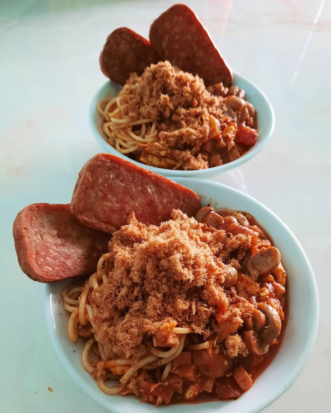 Sunday's brunch by W — pork floss spaghetti at home!