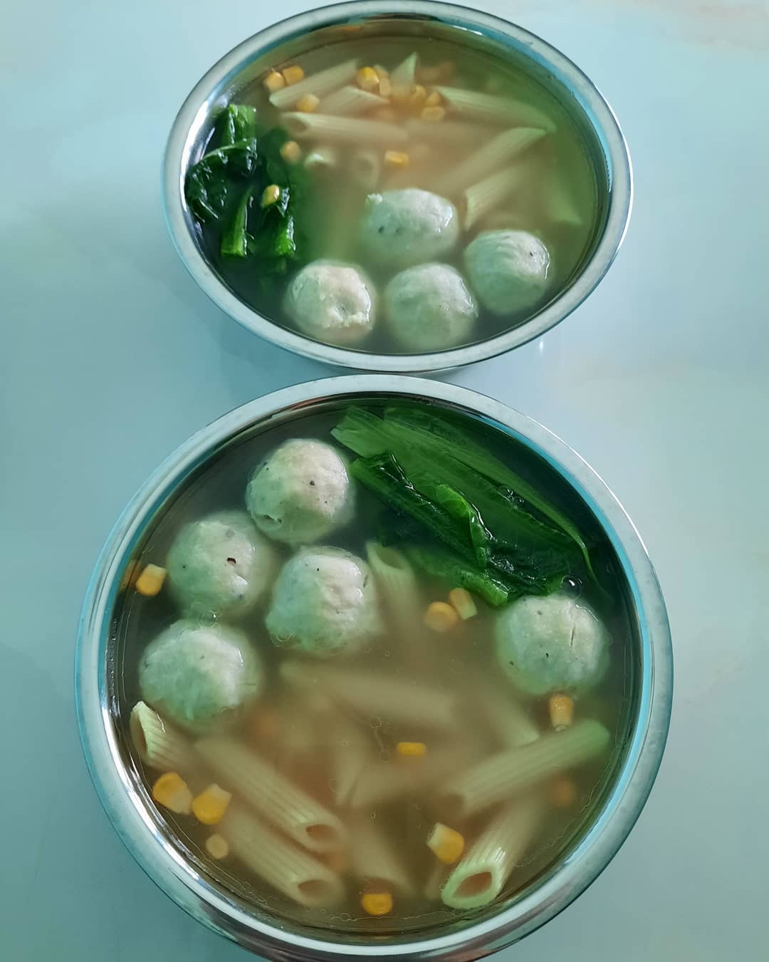 Simple WFH cooking — penne soup with fishballs!