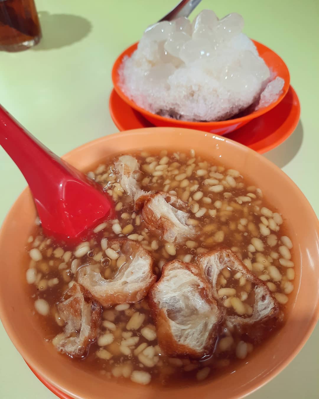 Favourite tau suan + grass jelly with attap seed ($1.50 + $2.50)!
