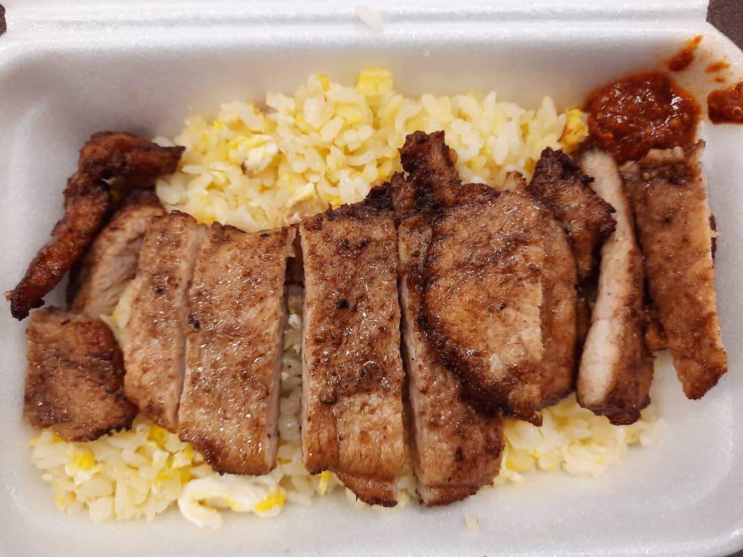 Pork cutlet egg fried rice at a hawker stall ($6)!