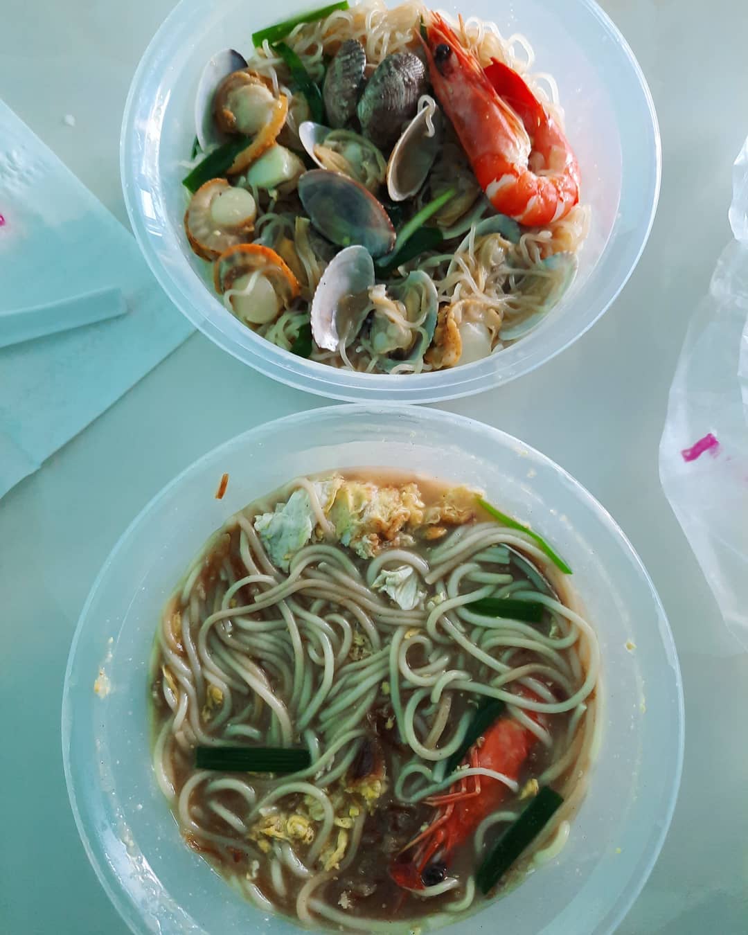 Hai Huang mee sua + Salted egg seafood bee hoon via GrabFood ($19.80)!