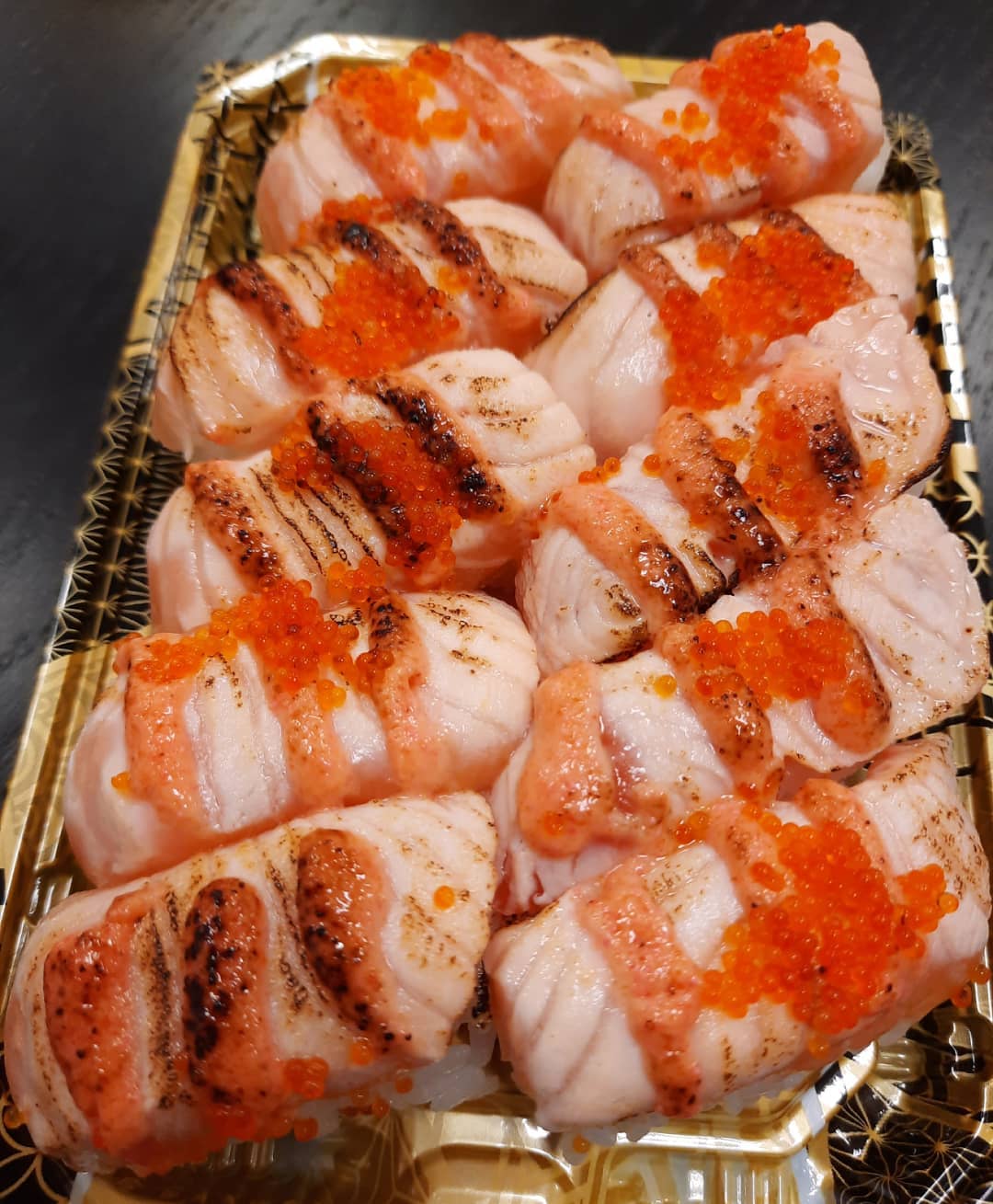 Salmon aburi mentai mayo sushi tray ($12.80)!