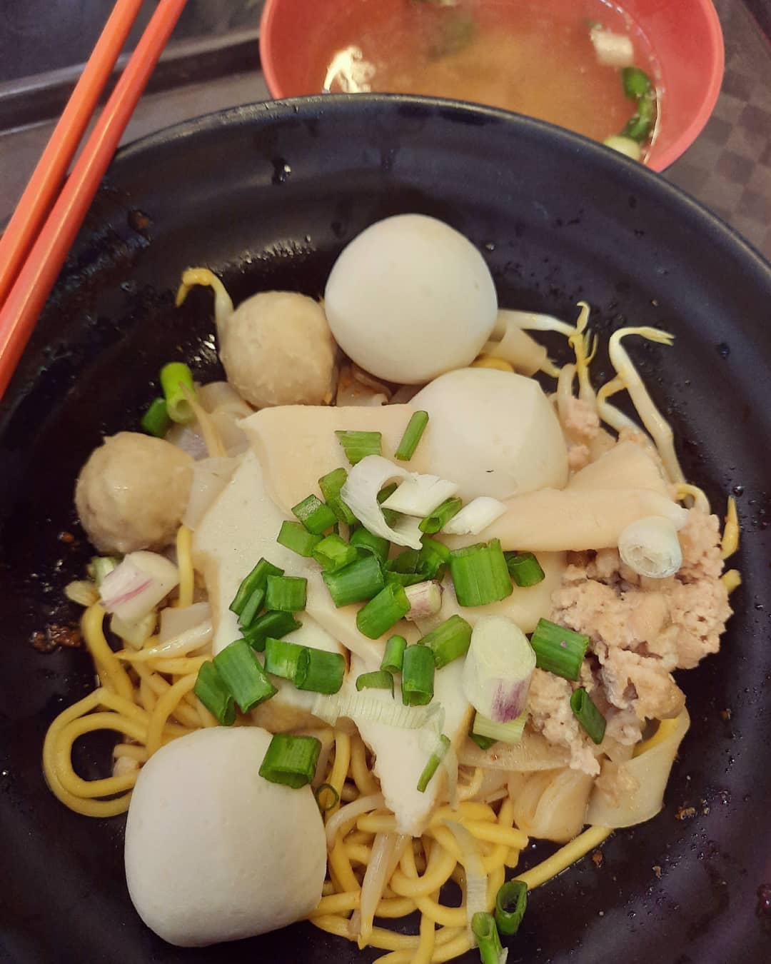 Fishball kway teow noodles at a hawker stall ($5.50)!