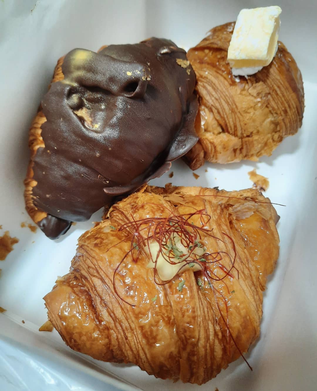 Rocher + Mango Sticky Rice + Mentaiko Prawn croissants ($5 + $6 + $6)!