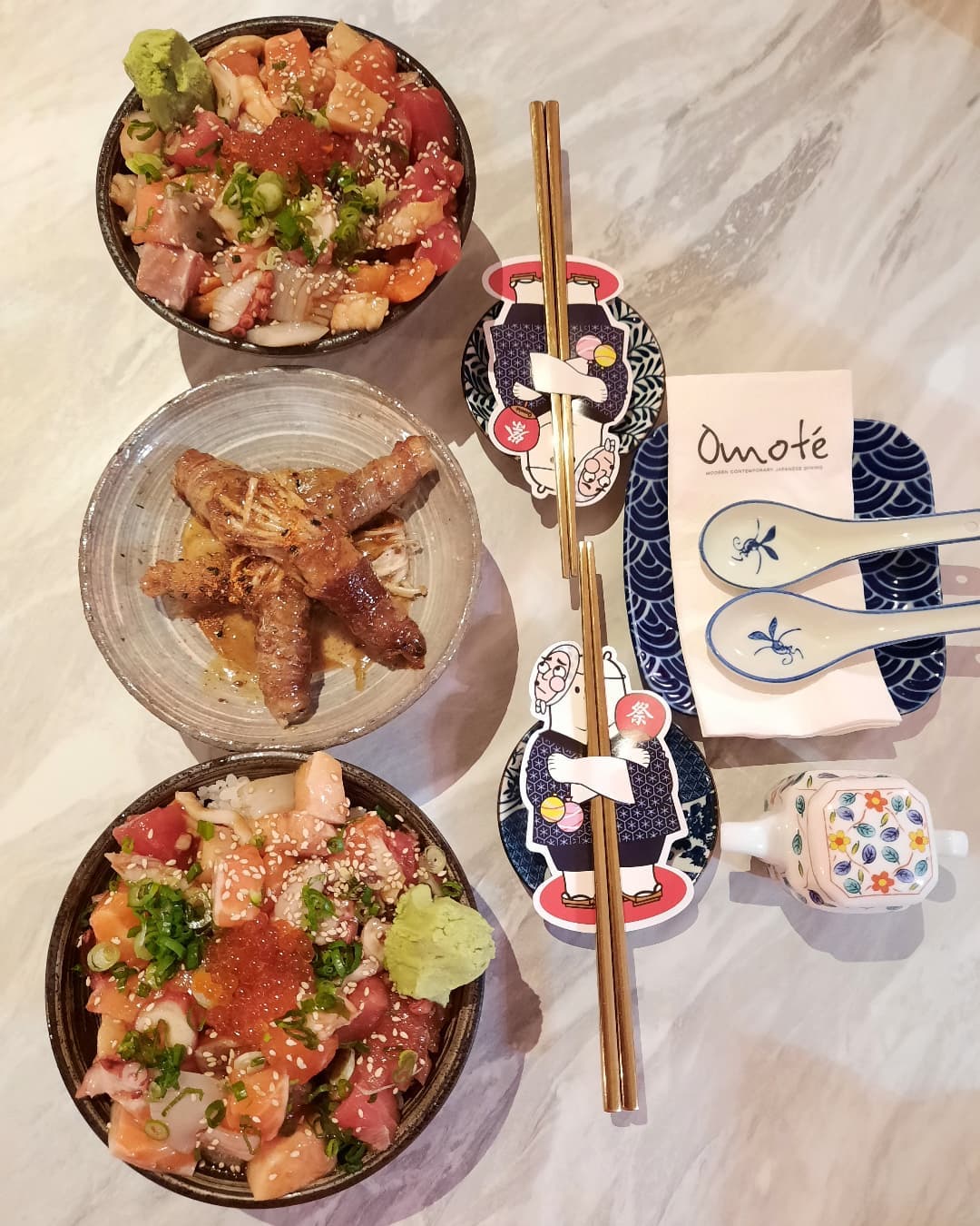 Omote — Upsized Chirashi Don + Gyu Enokitake ($19.80++ each + $13.80++)!