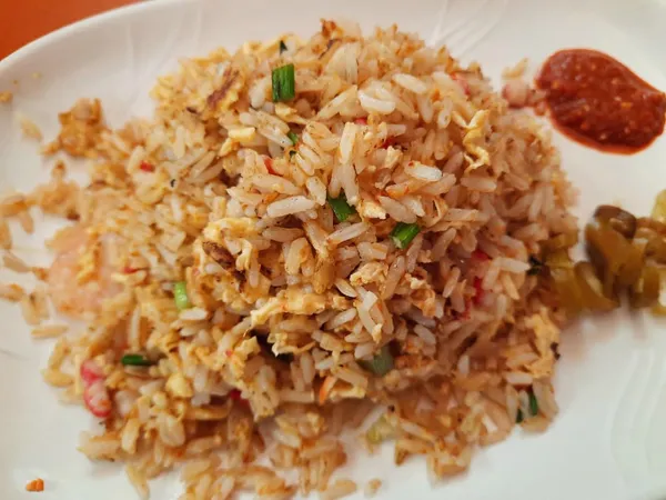 Belachan fried rice at a hawker stall ($3.20)!