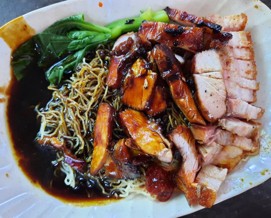 Roast pork + char siew noodles at a HK roast stall ($5)!