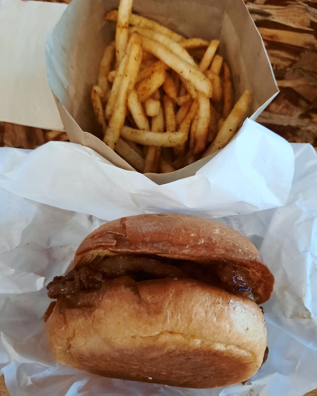 Shabu Burger + shoe-string fries ($13 + $3)!