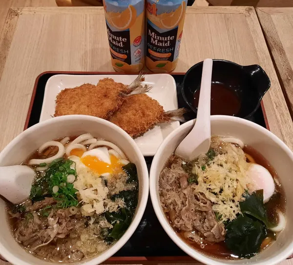 Marugame Udon Friday brunch — Sanuki beef egg udon + fried horse mackerel ($16.91 Burpple Beyond)!