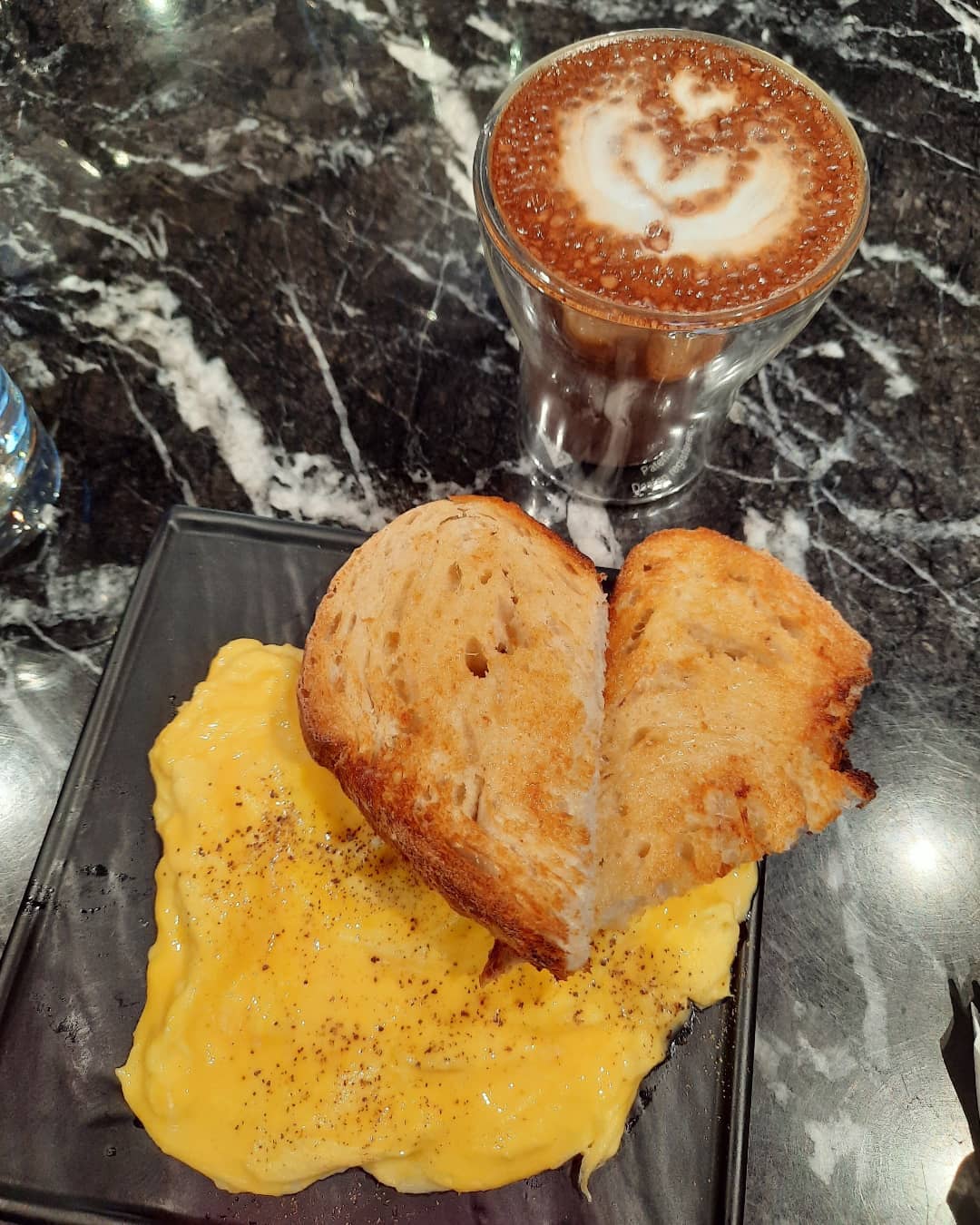 10.10 breakfast — Mocha + Eggo Heartbreak at a café ($6.50 + $10)!