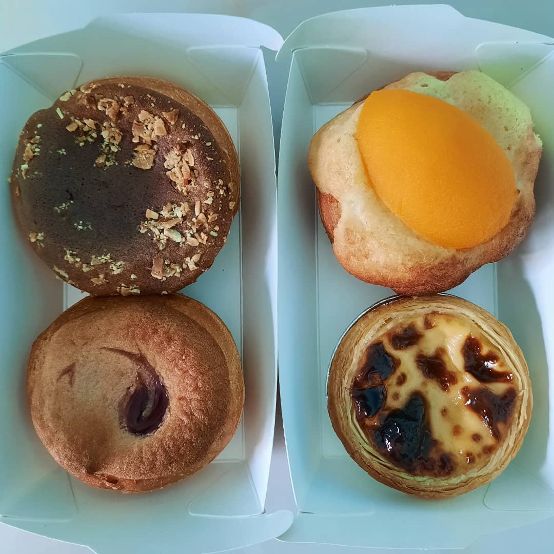 Mini-cake variety box — Hazelnut Lava + Cherry + Peach + Portuguese Tart (6 for $11)!