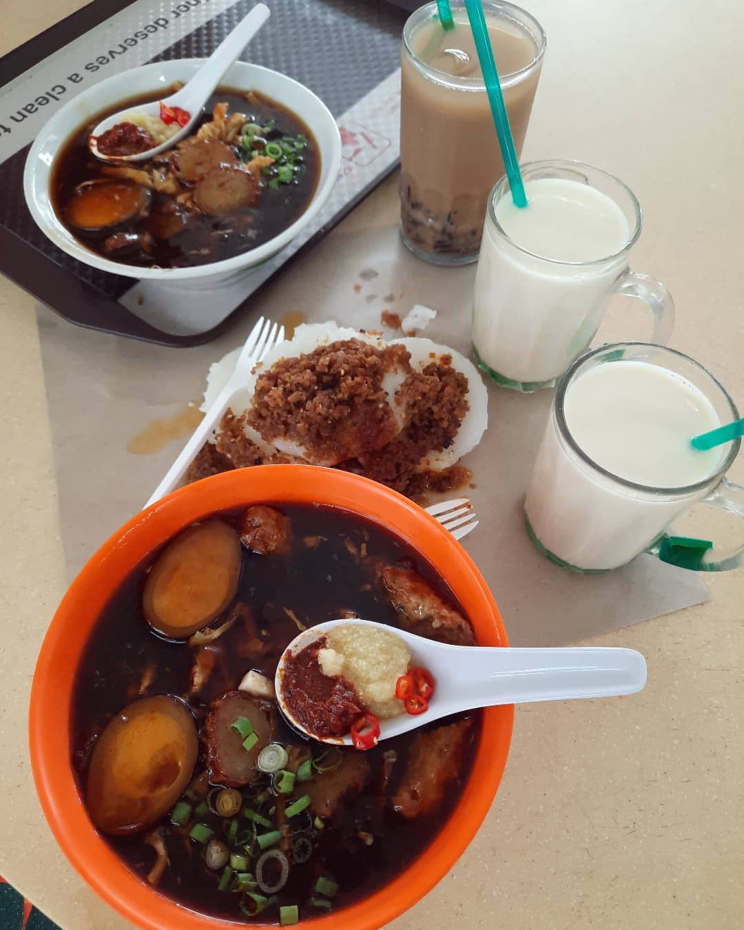Lorong Ah Soo Lor Mee + chwee kueh + soya bean ($3.50 / $4 + $1.50 + $2.10)!