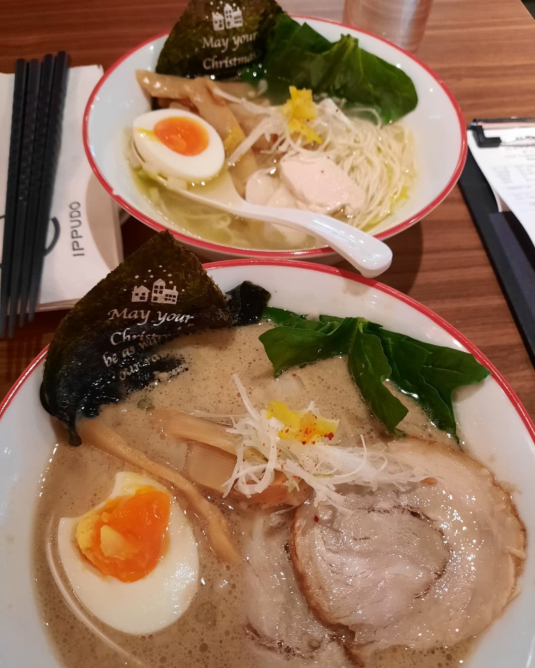 Ippudo — tonkotsu + shio yuzu ramen (1-for-1 Chope: $19.85)!