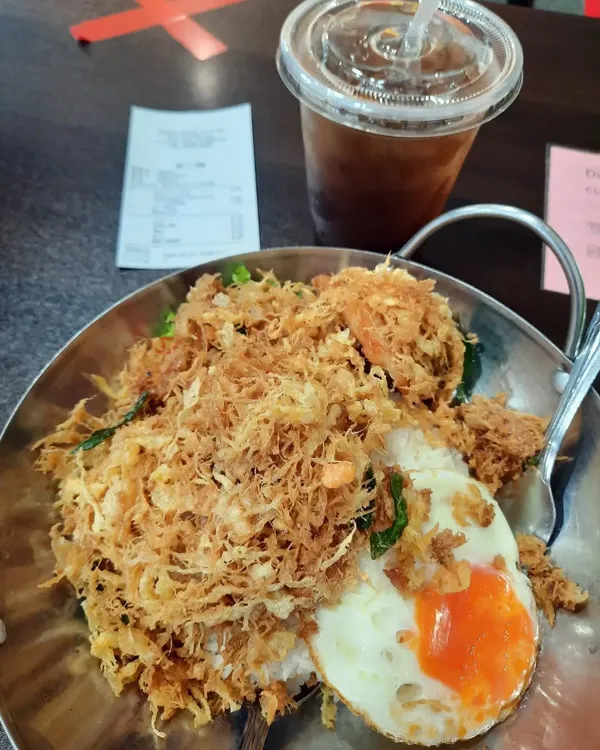 Cereal pork ribs rice + egg + calamansi sour plum ($8)!