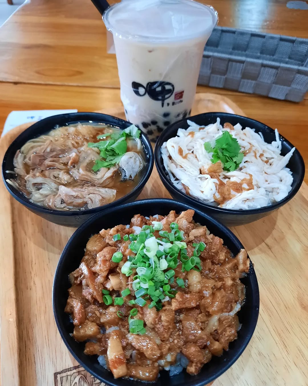 Eat 3 Bowls — Taiwanese trio + bubble milk tea ($18)!