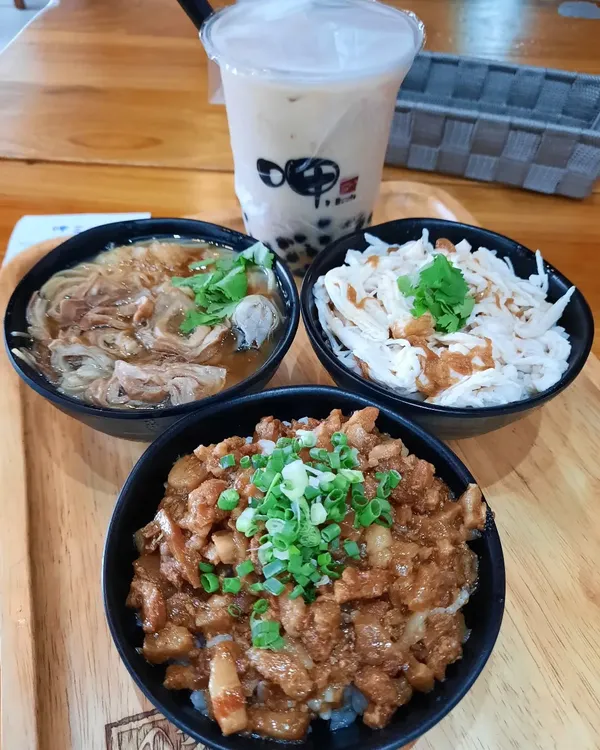 Eat 3 Bowls — Taiwanese trio + bubble milk tea ($18)!