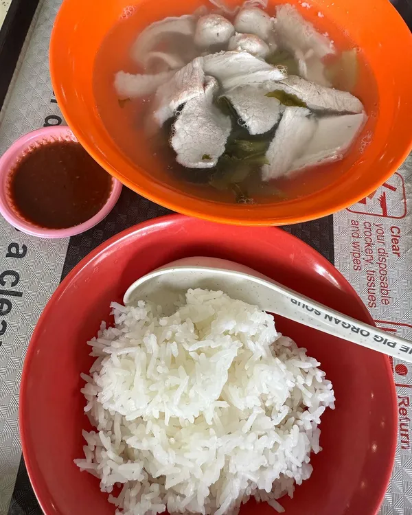 Pig organ soup + rice ($5)!