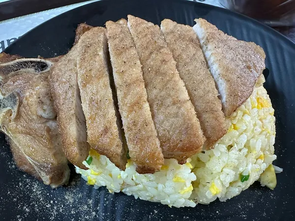 Pork cutlet egg fried rice ($6)!