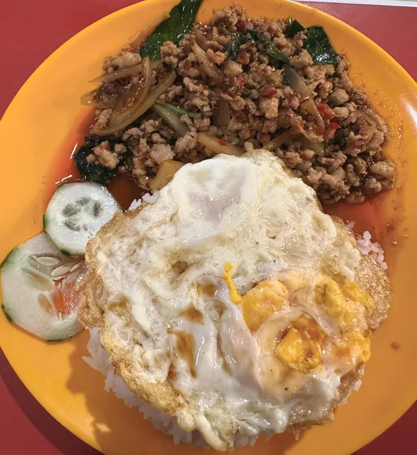 Siam Basil — sweet basil pork with rice ($5)!