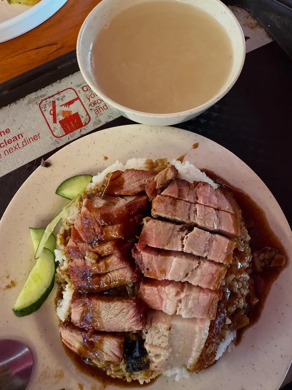 Char siew + siu yuk rice (叉烧烧肉饭) ($5)!