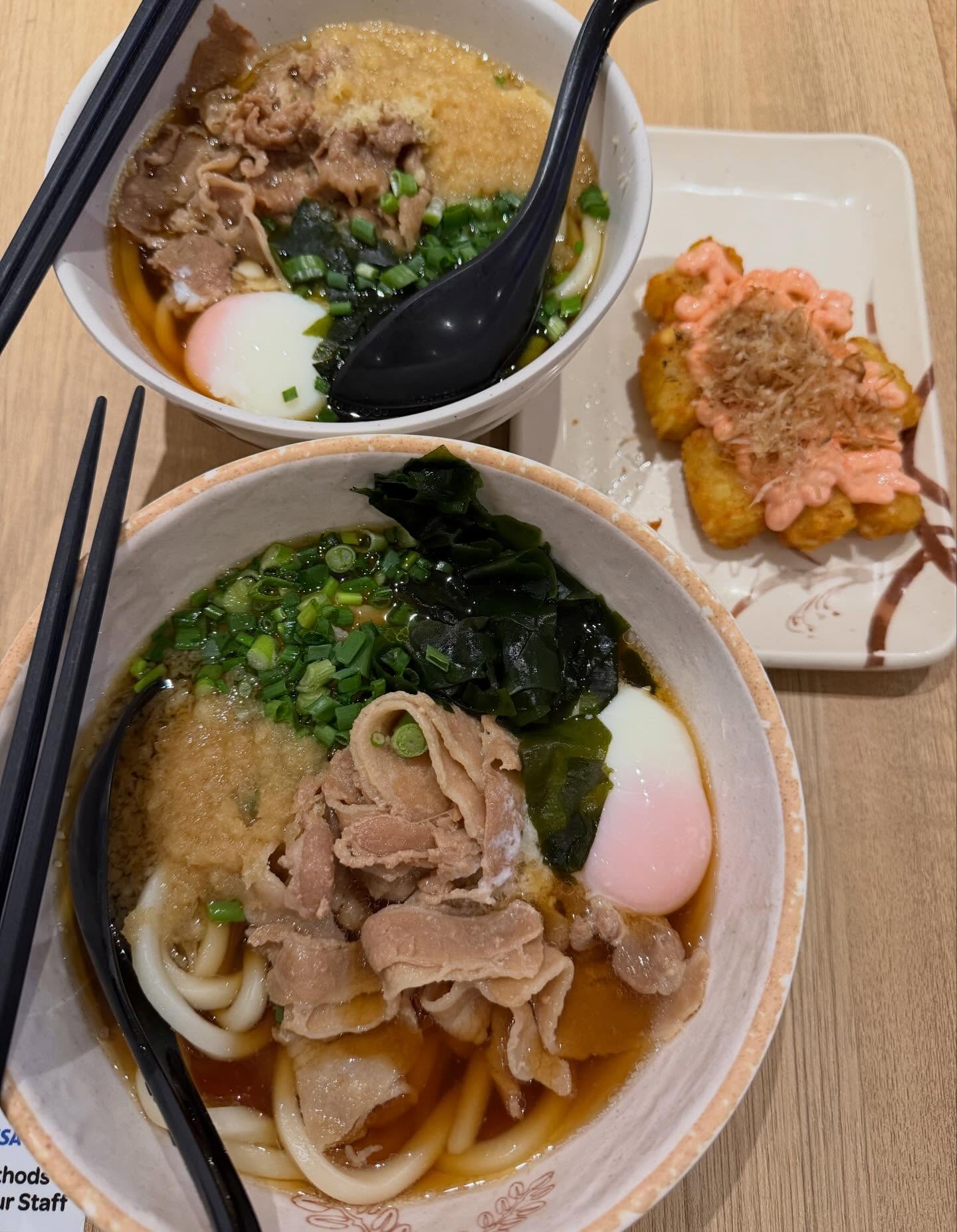 Tamoya — sanuki beef + pork egg udon + mentaiko tater tots ($35)!
