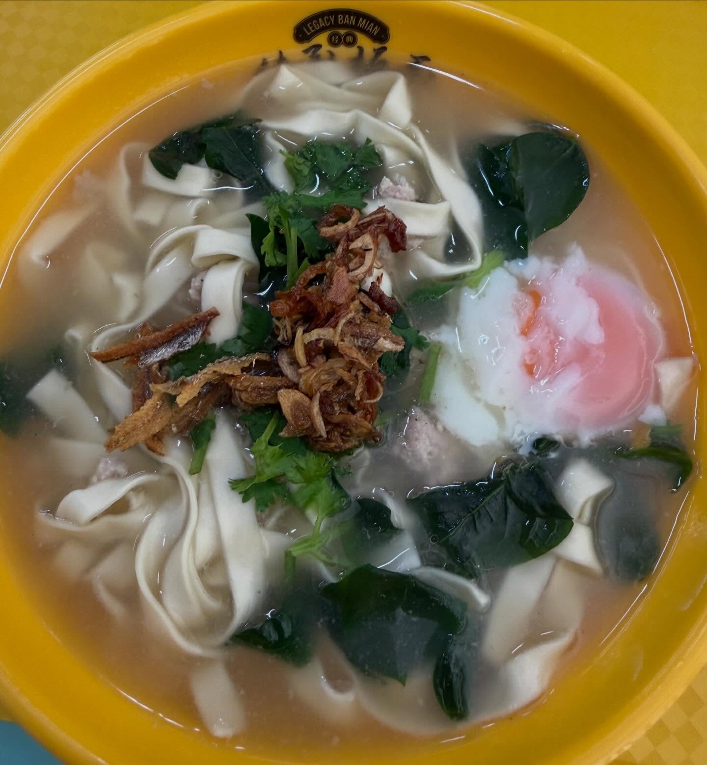 Legacy Ban Mian soup — hand-pulled noodles + ikan bilis broth ($4.50)!