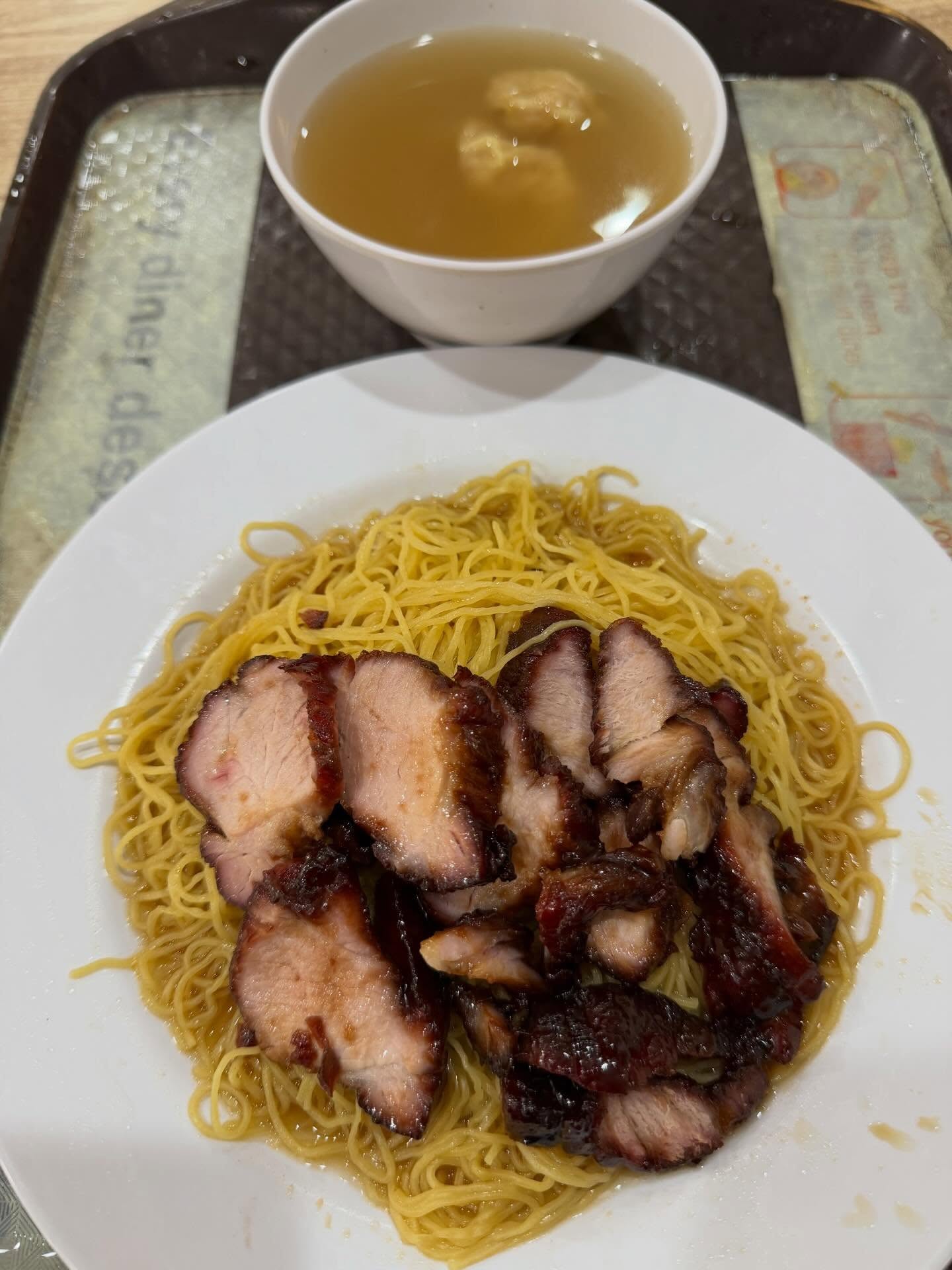 Tiong Bahru wanton mee — char siew + clear soup wantons ($6)!
