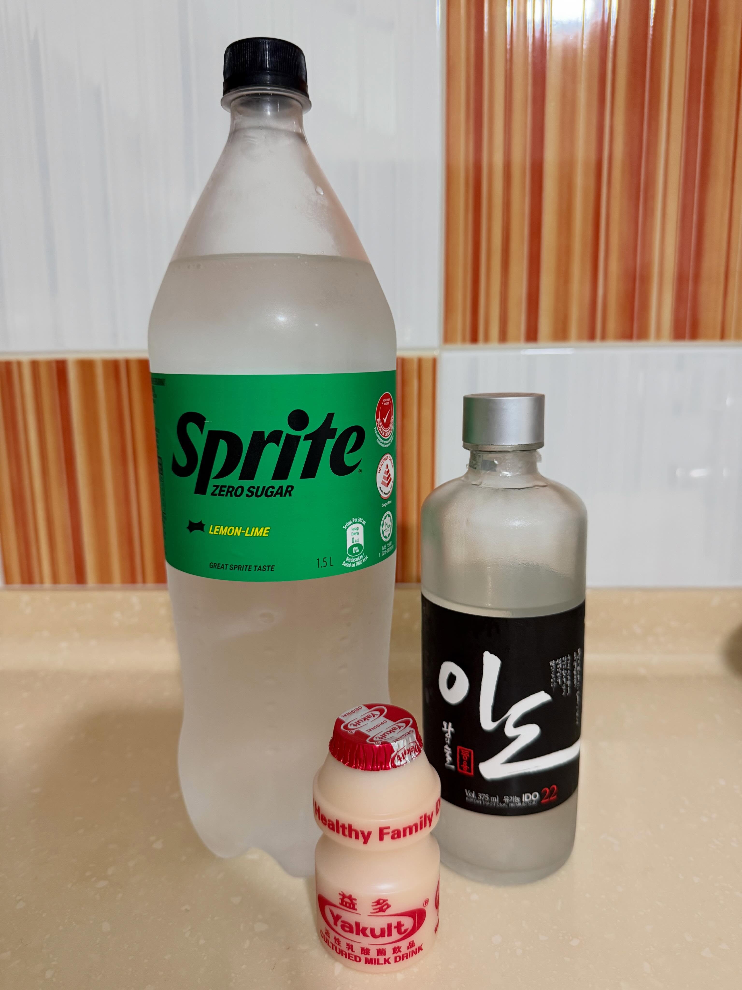Soju + Sprite + Yakult — home concoction!